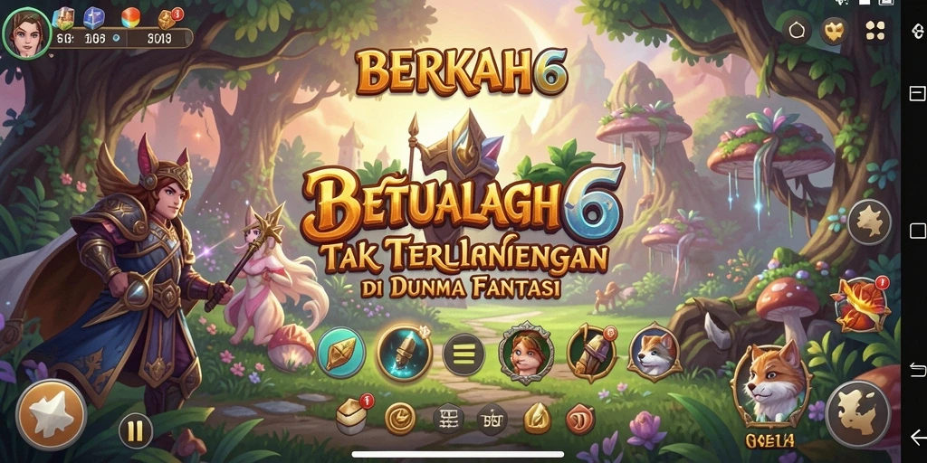 Screenshot gameplay BERKAH6 menunjukkan petualangan mendebarkan di alam fantasi.