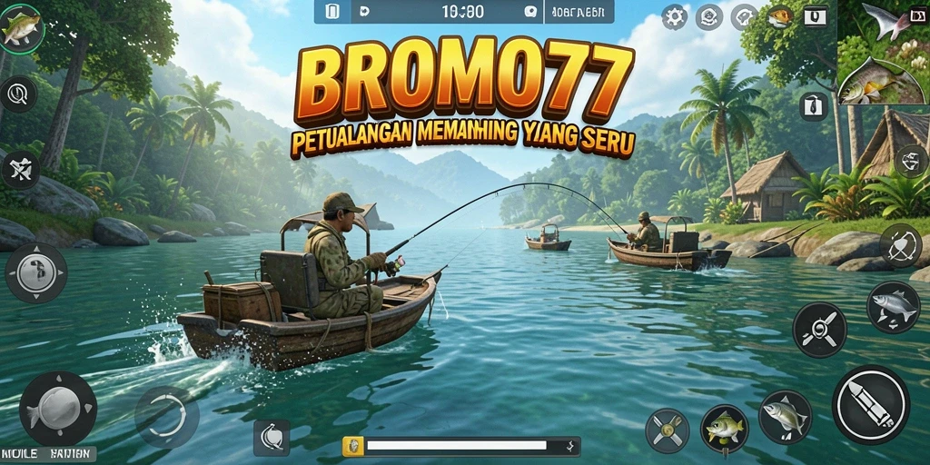 Screenshot gameplay BROMO77 menampilkan aksi memancing yang mendebarkan dan grafis yang menawan.
