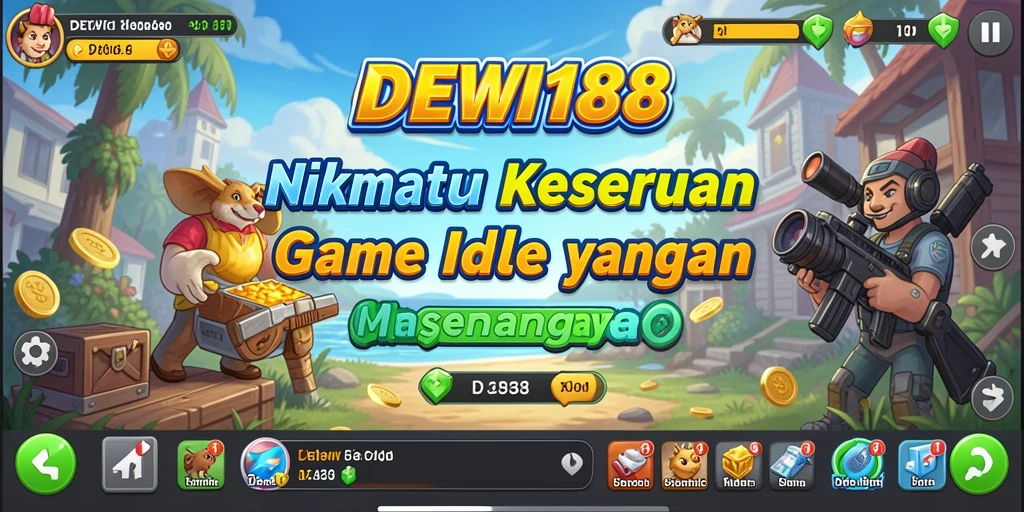 Tampilan gameplay DEWI188 yang menunjukkan perkembangan karakter dan sumber daya.