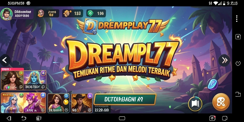 Screenshot utama DREAMPLAY77 menampilkan gameplay musik yang seru dan interaktif.