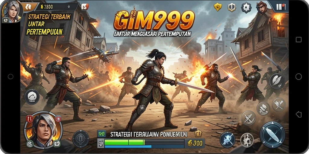 Tampak aksi pertempuran intens di GIM999 dengan strategi yang terampil.