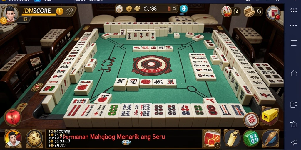 Tampilan screenshot IDNSCORE menampilkan permainan Mahjong yang seru dan menarik.