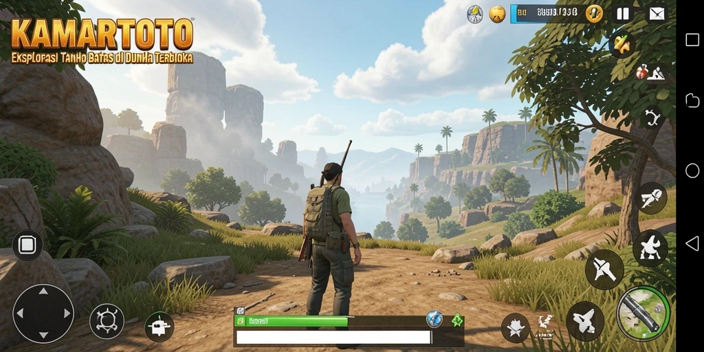 Tangkapan layar gameplay <strong>KAMARTOTO</strong> yang menunjukkan eksplorasi dunia terbuka.