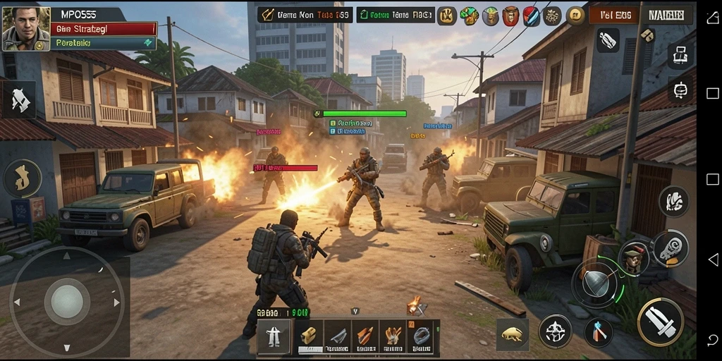 Gameplay MPO555 menampilkan pertempuran strategis yang mendebarkan.
