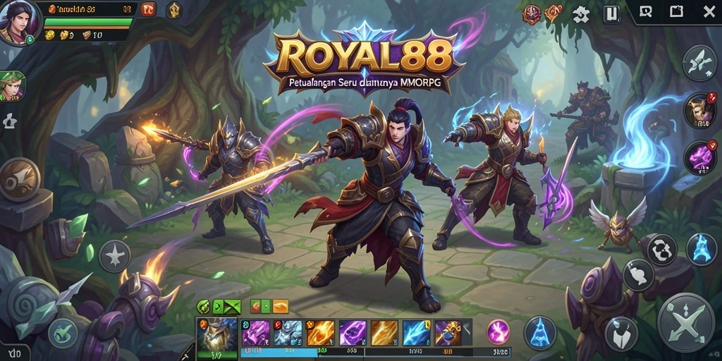Tampilan penuh aksi dari gameplay MMORPG ROYAL88.