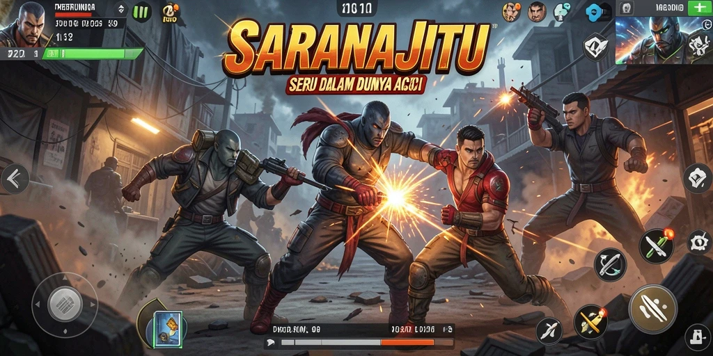 Tampilan gameplay aksi yang mendebarkan dalam SARANAJITU.